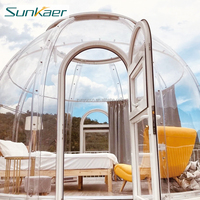 Dôme de camping de luxe en polycarbonate transparent pour hôtel, tente géodésique pour camping en plein air