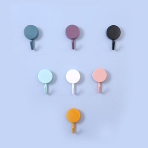 Adhesive <b>Hooks</b> Round Wall Mounted Strong Sticky Punch Free For <b>Kitchen</b> Bathroom Clothes Storage Yellow Pink Light Blue Dark Blue - Product Image 1