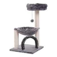 Arbre à chat compact en peluche avec panier, arche de toilettage et griffoir en sisal