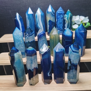 Pietra di Cristallo Naturale all'Ingrosso per Guarigione, Torre a Punta, Sfera di Cristallo di Sardonice Blu per Uso Spirituale - Product Image 2
