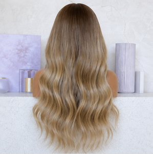 Perruque Lace Front HD Blonde Balayage avec racines foncées 100% cheveux humains - Product Image 5