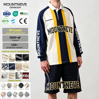Conjunto de Camiseta Polo de Rugby de Manga Larga y Pantalones Cortos para Hombre, Mezcla de Algodón, Rayas Verticales, Transpirable, Ropa Urbana Informal, Personalizable OEM