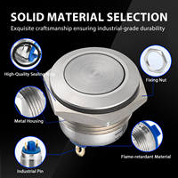 GQ16F-10J Interrupteur d'alimentation PC court 16 mm en acier inoxydable et laiton, bouton-poussoir momentané, étanche IP65, 12 V, mini-modification pour ordinateur