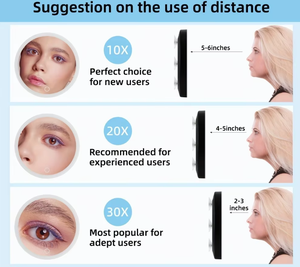 2025 Venta caliente 20X LED Art Deco cumpleaños plástico 6 pulgadas aumento fuerte ventosa espejo de maquillaje - Product Image 6