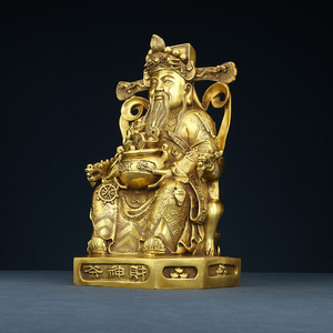 Statue du Dieu de la Richesse en laiton, moulée à la main, décoration d'intérieur, cadeau de pendaison de crémaillère - Product Image 1