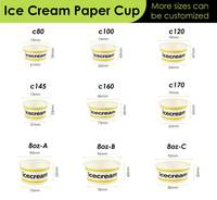 Gobelets à glace personnalisés avec logo imprimé, bols à yogourt glacé et gelato, taille personnalisée, gobelets en papier jetables à paroi simple avec couvercles