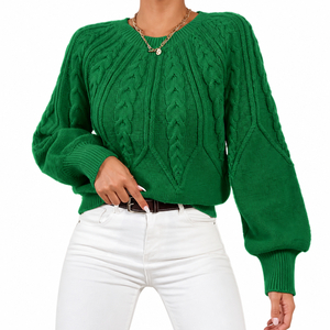 <span class=keywords><strong>Pull</strong></span>-over en viscose à <span class=keywords><strong>col</strong></span> rond et manches longues, couleur unie, tricot torsadé, personnalisable pour <span class=keywords><strong>femme</strong></span>, vente en gros - Product Image 1