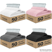 LINDON Lot de 50 cintres en velours noir antidérapants, gain de place, floqués, très demandés