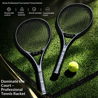 Raquette de tennis professionnelle tout carbone pour adultes unisexe, tournoi, noir pur, légère, en fibre de carbone solide