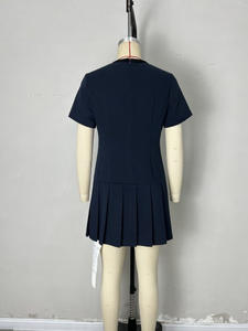 เดรส<span class=keywords><strong>ล</strong></span>ำลองจับจีบแขนสั้นสีฟ้าเข้มมีกระเป๋ากระดุมละเอียดอ่อนสไตล์ทอรอบเอวธรรม<span class=keywords><strong>ช</strong></span>าติ - Product Image 5