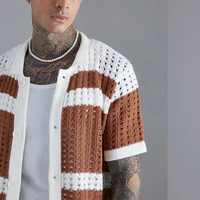 Bonne qualité Nouveau cardigan pour hommes Chemise d'été à manches courtes Polo Pull en tricot