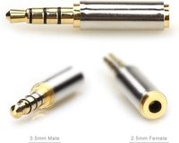 Adaptateur pour casque Audio, 3.5mm, mâle à 2.5mm femelle, convertisseur de casque, 3 anneaux, prise Jack plaqué or, stéréo