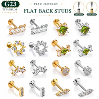 Piercing de Titanio ASTM F136 G23 con Diseño de Pez Koi, Rosca Interna, Parte Trasera Plana, para Hélice, Tragus, Nariz y Cartílago