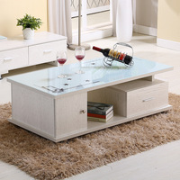 Table Basse en Verre Trempé Meuble Design Moderne Table Centrale de Salon avec Rangement et Fonction Thé
