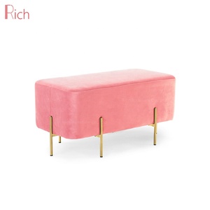 Fábrica al por mayor de muebles para el hogar de Banco de acero inoxidable tela de Taburete PUF Otomano - Product Image 6