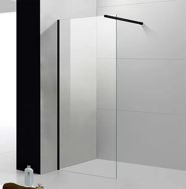 Porte de douche à l'italienne coulissante moderne en verre trempé de 8mm en aluminium poli sans cadre pour appartement, hôtel ou salle de bain