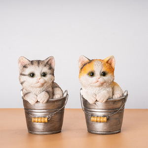 Juego de Figuras de Resina de Gatos en Taza de Té, 3 Piezas, Diseño de Animales Adorables, Decoración para el Hogar, Manualidades para Escritorio - Product Image 2
