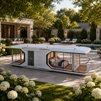 Maison capsule spatiale de luxe en acier, préfabriquée, modulaire, type Apple Cabin, maisonnette mobile intelligente pour appartement, resort, glamping, camping