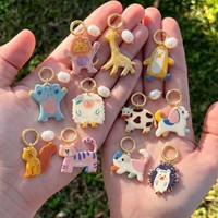 Breloques animaux de dessin animé en émail, en acier inoxydable plaqué or, pendentifs mignons pour la création de bijoux DIY, fournitures d'artisanat