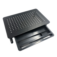 Support d'écran ergonomique réglable en 3 hauteurs avec tiroir coulissant en métal maillé pour ordinateur de bureau et organisateur de bureau