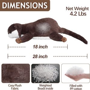 Peluche lestée en polaire courte de 18 pouces, oreiller en forme de loutre, cadeau pour enfants garçons filles de 0 à 24 mois - Product Image 2