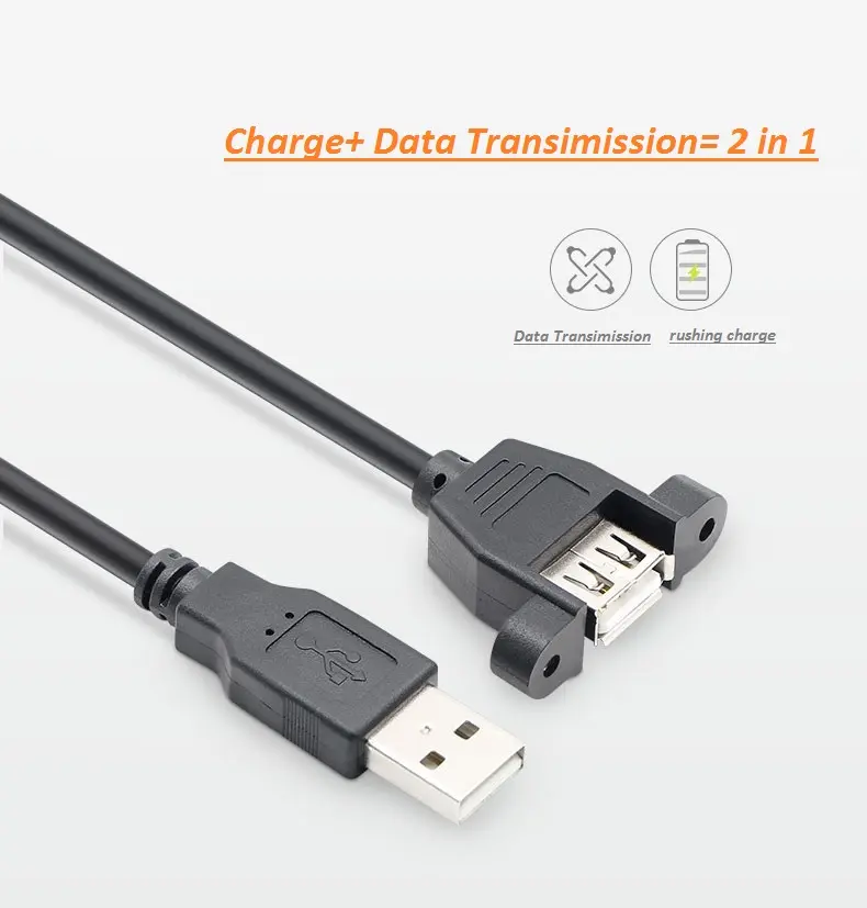 XXD High quality USB 1M black male to female for data transimission  printing and charge USB cable