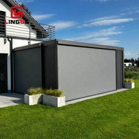 Pergola de jardin extérieure imperméable en aluminium avec système de drainage automatique, pergola de balcon de haute qualité avec éclairage LED électrique