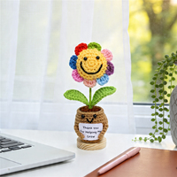 Tournesol au crochet fait main avec carte positive – Adorable ornement pour des cadeaux encourageants, cadeau pour professeur
