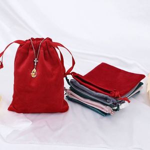 Pochette en micro-velours doux avec cordon de serrage 8x10cm, petit sac cadeau, emballage de luxe pour bijoux, emballage haut de gamme pour femmes, cadeau de Noël - Product Image 4