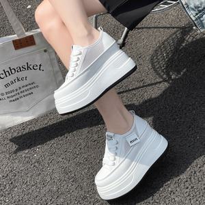 Baskets montantes à lacets en maille à talon haut, semelles épaisses et souples, plateforme rehaussante, chaussures décontractées pour femmes - Product Image 4