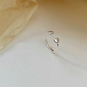 S925 Sterling Silver Heart <b>Ring</b> Women <b>Open</b> Design Gift Jewelry Fine <b>Rings</b> - Product Image 2
