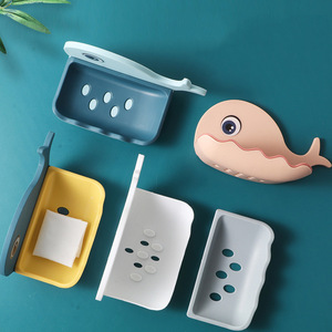Cartoon whale soap dish, creative double-layer soap dish for bathroom use, hanging and storage, no <b>drilling</b> required. - Product Image 4