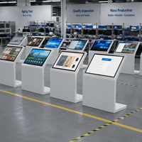Kiosco con Pantalla Táctil en Forma de L de 32-55 Pulgadas, Señalización Digital Interactiva con Soporte de Piso, Android Windows CMS, Animación Interior, 1 Año de Garantía