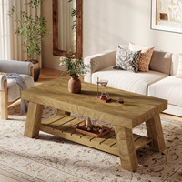 Table basse rectangulaire Tribesigns de 47,24 pouces, tables centrales en bois de style farmhouse pour salon, table d'appoint rustique à 2 niveaux