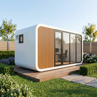 Cabine de jardin de luxe préfabriquée moderne Apple Cabin, bureau extérieur étanche en structure acier, mini-maison pour jardin et télétravail