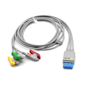 Fil de dérivation ECG compatible Phillipps, 3 fils, extrémité à pince, norme IEC, connecteur de style DIN, fil de dérivation ECG EKG - Product Image 2