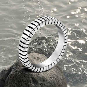 <b>Titanium</b> Steel <b>Ring</b> Thin Band Geometric Pattern Unisex Fashion Jewelry Gift SA774 - Product Image 1