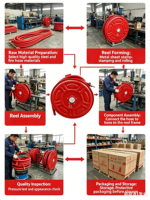Enrouleur de tuyau d'incendie JSP0.8-19 autoportant 19 mm 0,8 MPa pour la protection incendie intérieure