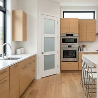 Porte intérieure pré-montée en bois massif, panneau standard Amérique du Nord, style Shaker, vitrée dépolie, apprêt blanc, moderne, pour salon et villa