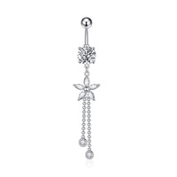Bijoux de piercing pour nombril en acier inoxydable 316L, filetage interne, motif papillon et fleur, vente en gros