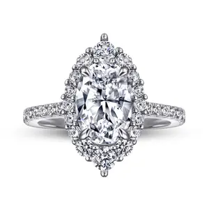 Mode Ring Pad Verloving Trouwring T Sterling Zilver Gesneden Ovaal 4ct Zirkoon Diamant Voor Dames