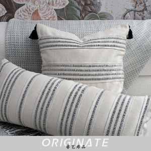 瑞艺简约风格Propillow靠垫套黑白流苏手工缝制客厅卧室床头家居装饰 - Product Image 5