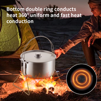 Ensemble de casseroles de camping pliables en acier inoxydable de haute qualité, faciles à nettoyer, pour la cuisine en plein air, antiadhésives