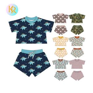 Conjunto de Ropa de Verano para Niñas, Venta al por Mayor, Camiseta de Manga Corta con Cuello Redondo y Estampado de Dibujos Animados, Pantalones Cortos, Conjunto de 2 Piezas para Niños - Product Image 1