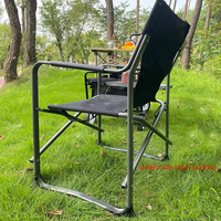 Chaise pliante de réalisateur moderne avec table latérale (porte-gobelet) et poches de rangement - Charge de 120 kg, mobilier d'extérieur en aluminium
