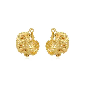 Sunnice tembaga penjualan laris desain Thailand grosir perhiasan jumlah besar 24k anting simpai berlapis emas untuk wanita