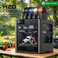 Printer 3D CoreXY Original Bamboo Lab H2D Versi EU dengan Pemantauan AI 4 Kamera 59 Sensor Otomatis Baru untuk Penggunaan Profesional