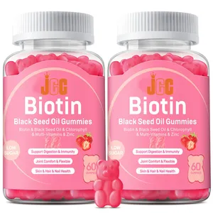 Biotin hair nails growth beauty skin Black Seed Oil Ashwagandha chlorophyl Vitamin B Complex Collagen Vegan Gummies Bear Hahal