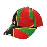 Casquette de baseball à imprimé intégral avec drapeaux nationaux des îles des Caraïbes : Jamaïque, Cuba, République Dominicaine, Haïti - Vente en gros