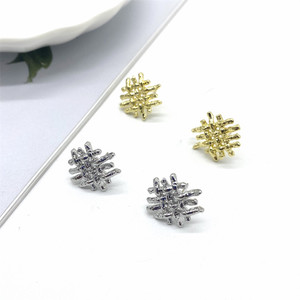 <b>Stud</b> Earrings Geometric Irregular Grid Gold And <b>Silver</b> 925 <b>Silver</b> Ear Post Fashion Jewelry - Product Image 1